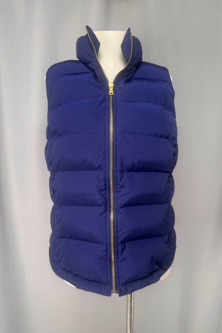 Talbots Puffer Vest Womens Small Blue Quilted Short Blue Warm Layer Outdoor